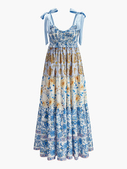 Floral Print Tie-Shoulder Dress