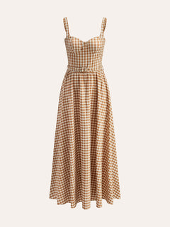 Gingham Belted Bustier  Dress