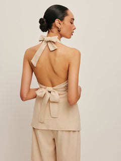 Halter Neck Bow-Tie Pants  Set