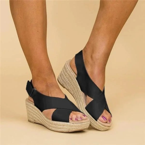 Women's Orthopedic Espadrilles Wedge Sandals With Cross Straps