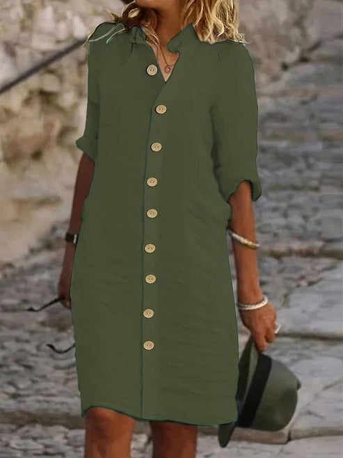 Shirt Dress with Button Closure