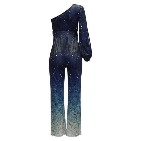 Women’s One-Shoulder Ombre Disco Jumpsuit
