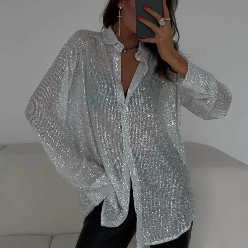 Women’s Sequin Oversized Blouse
