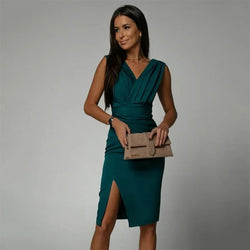 Women’s V-Neck Bodycon Midi Dress