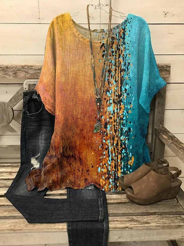 Half Sleeve Splicing Blouse