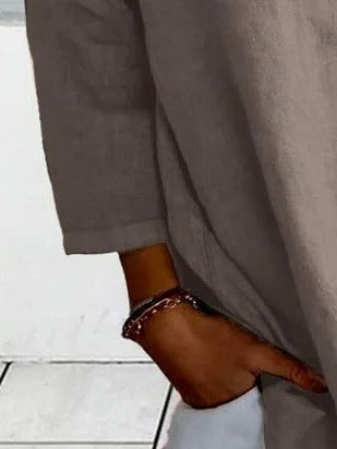 Women's Loose V-Neck Plain Blouse