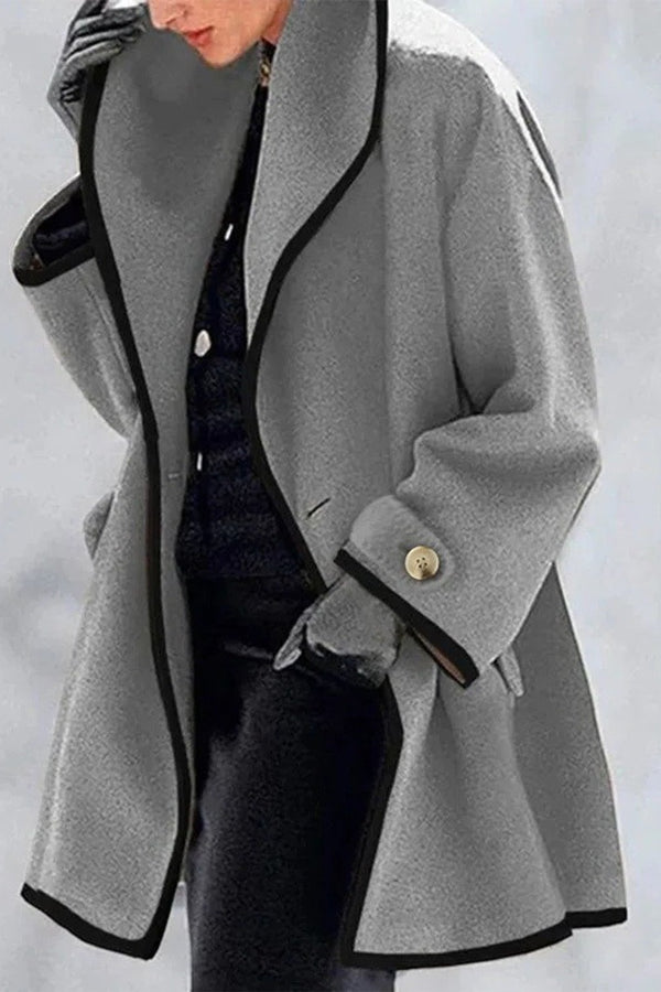 Women's Lapel Buttoned Collar Cardigan Coat