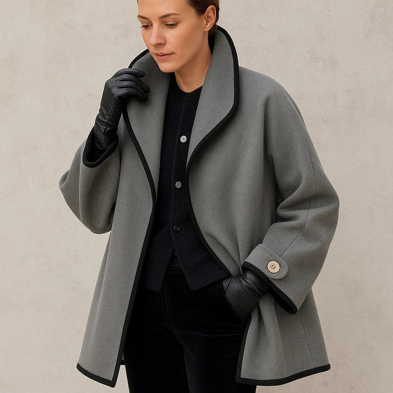 Women's Lapel Buttoned Collar Cardigan Coat