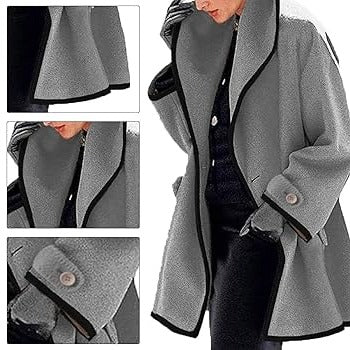 Women's Lapel Buttoned Collar Cardigan Coat