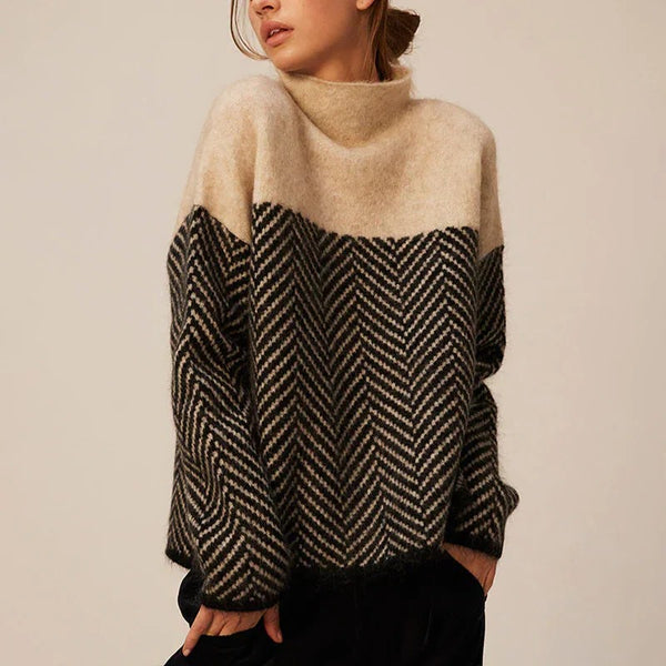 Women's Knit Sweater with Stand-Up Collar