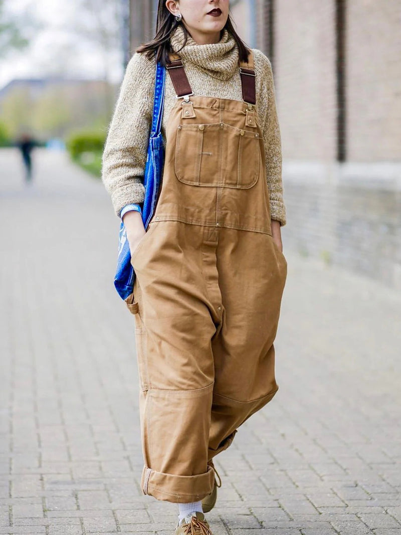 Women's Utility Bib Overalls with Adjustable Straps