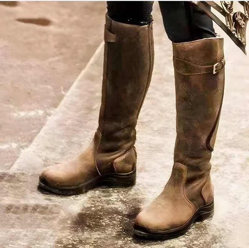 Women's Knee-High Boots with Rugged Grip
