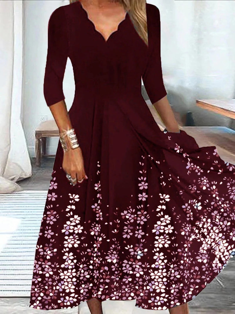 Women's Floral V-Neck Loose Maxi Dress