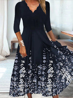 Women's Floral V-Neck Loose Maxi Dress