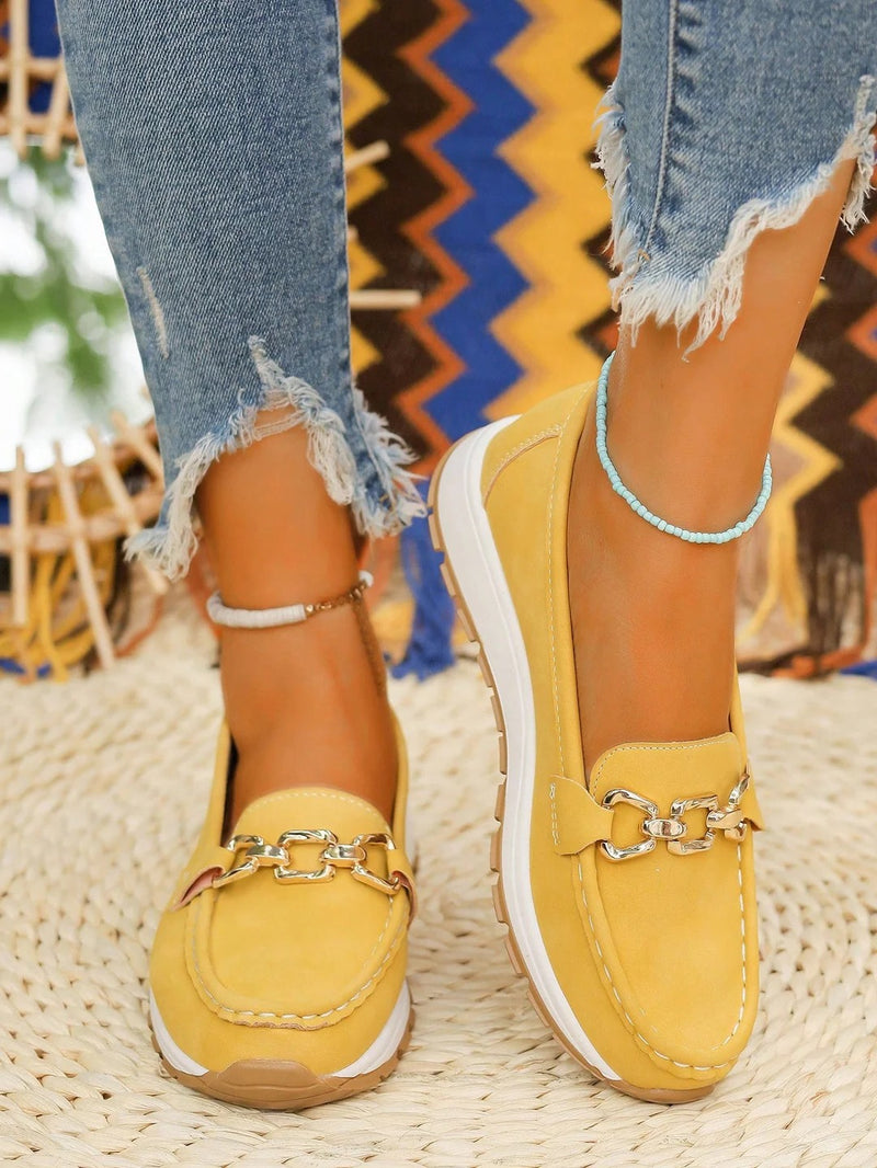 Women's Slip-On Loafers with Buckle Detail