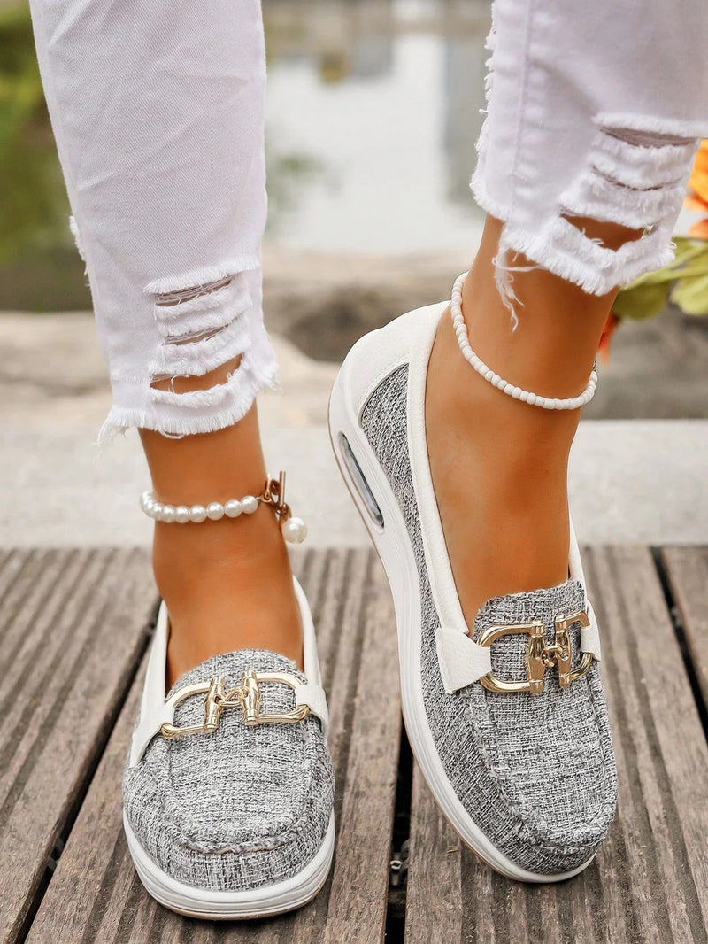Women's Slip-On Loafers with Buckle Detail