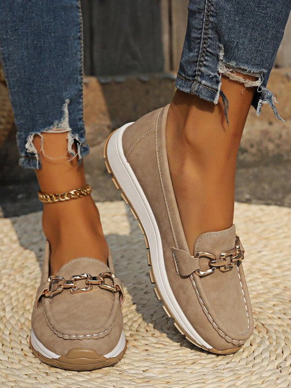 Women's Slip-On Loafers with Buckle Detail