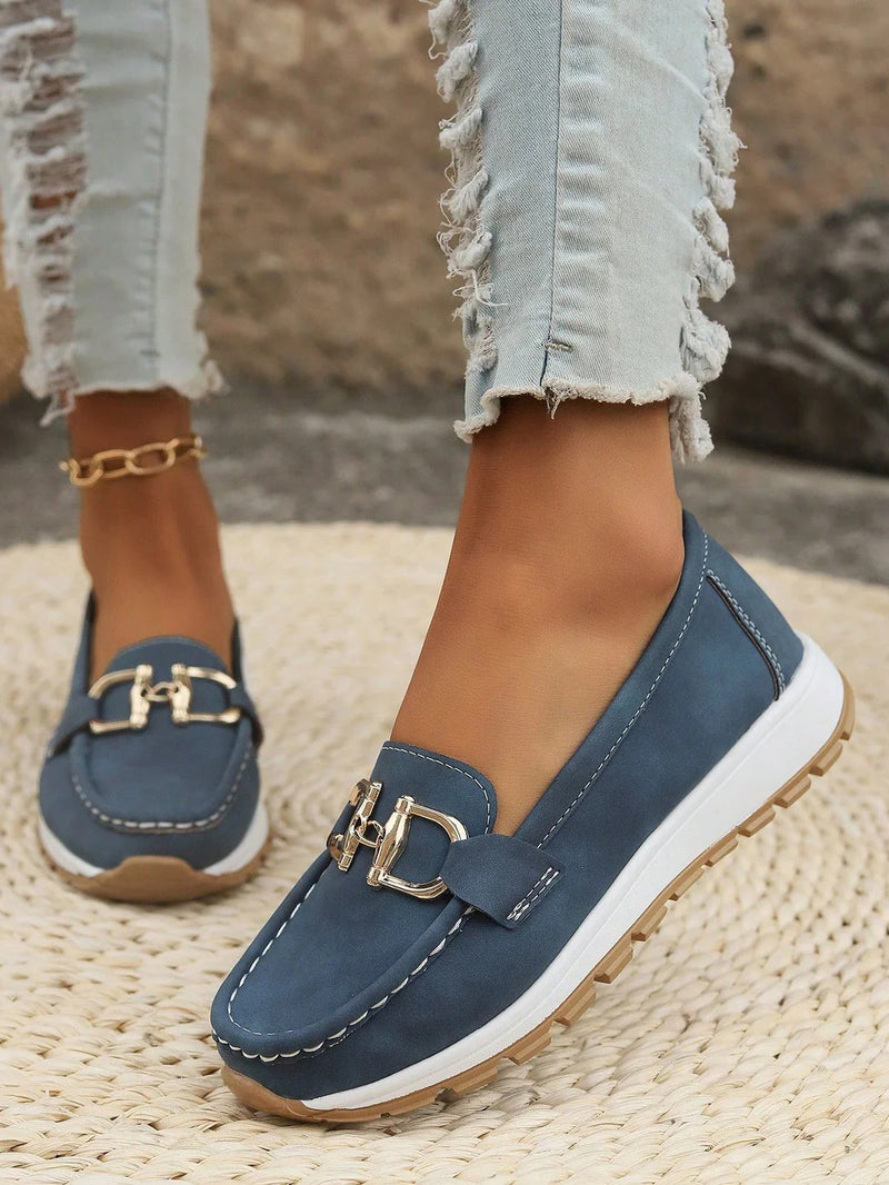 Women's Slip-On Loafers with Buckle Detail