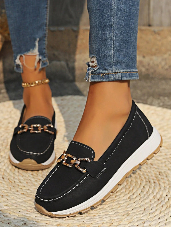 Women's Slip-On Loafers with Buckle Detail