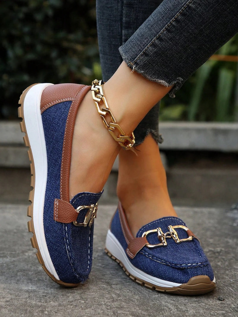 Women's Slip-On Loafers with Buckle Detail