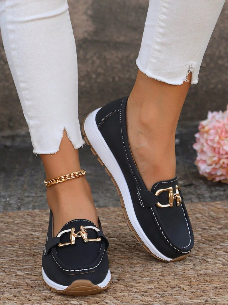Women's Slip-On Loafers with Buckle Detail