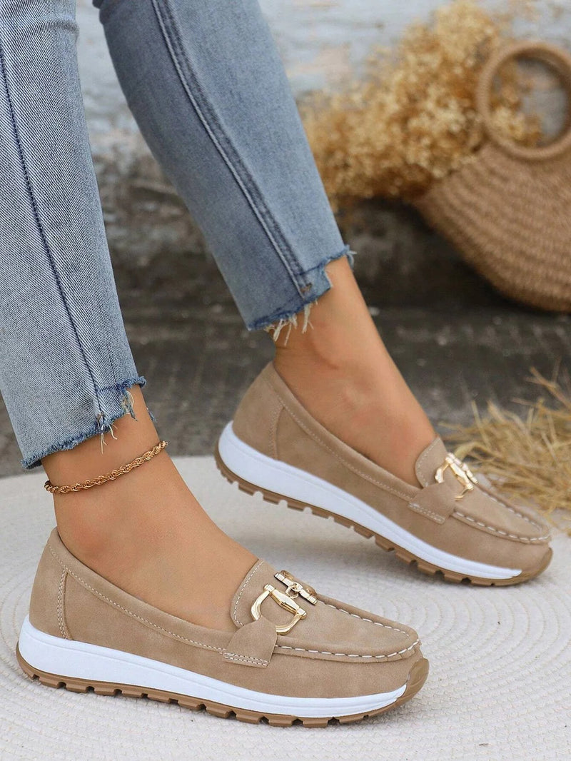 Women's Slip-On Loafers with Buckle Detail