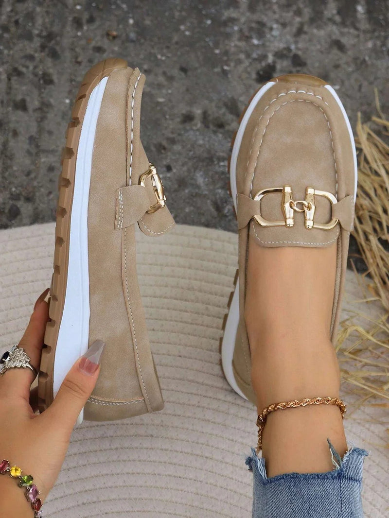 Women's Slip-On Loafers with Buckle Detail