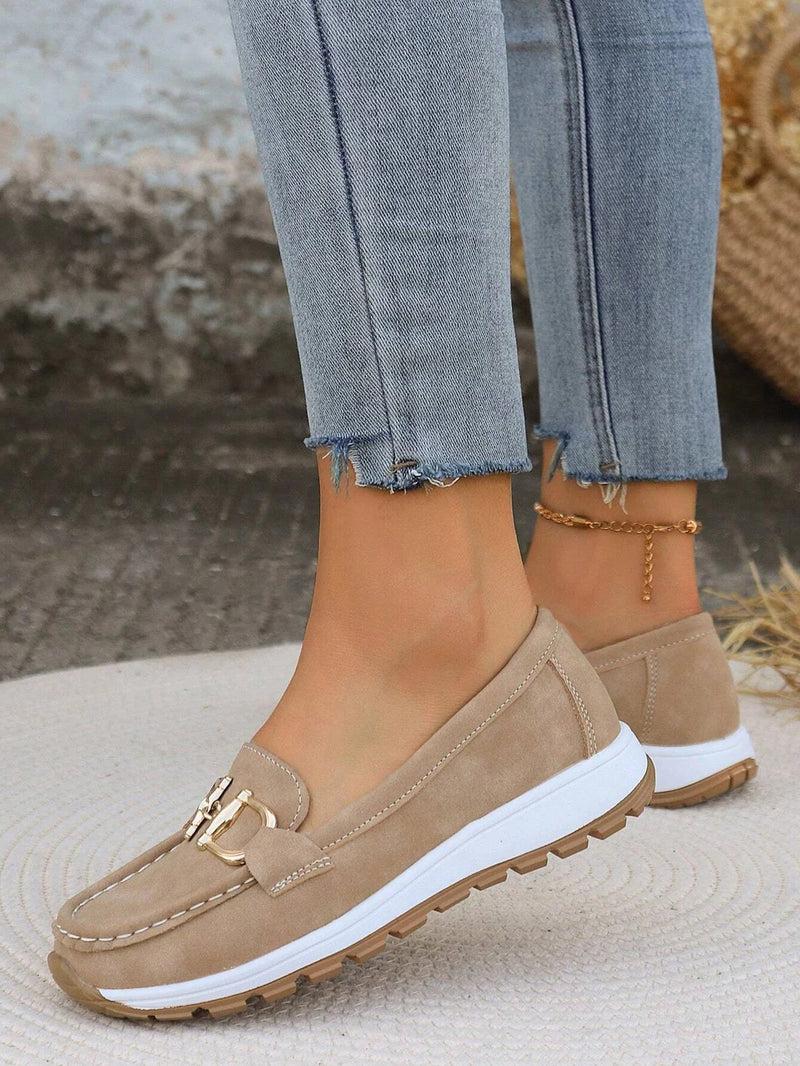 Women's Slip-On Loafers with Buckle Detail