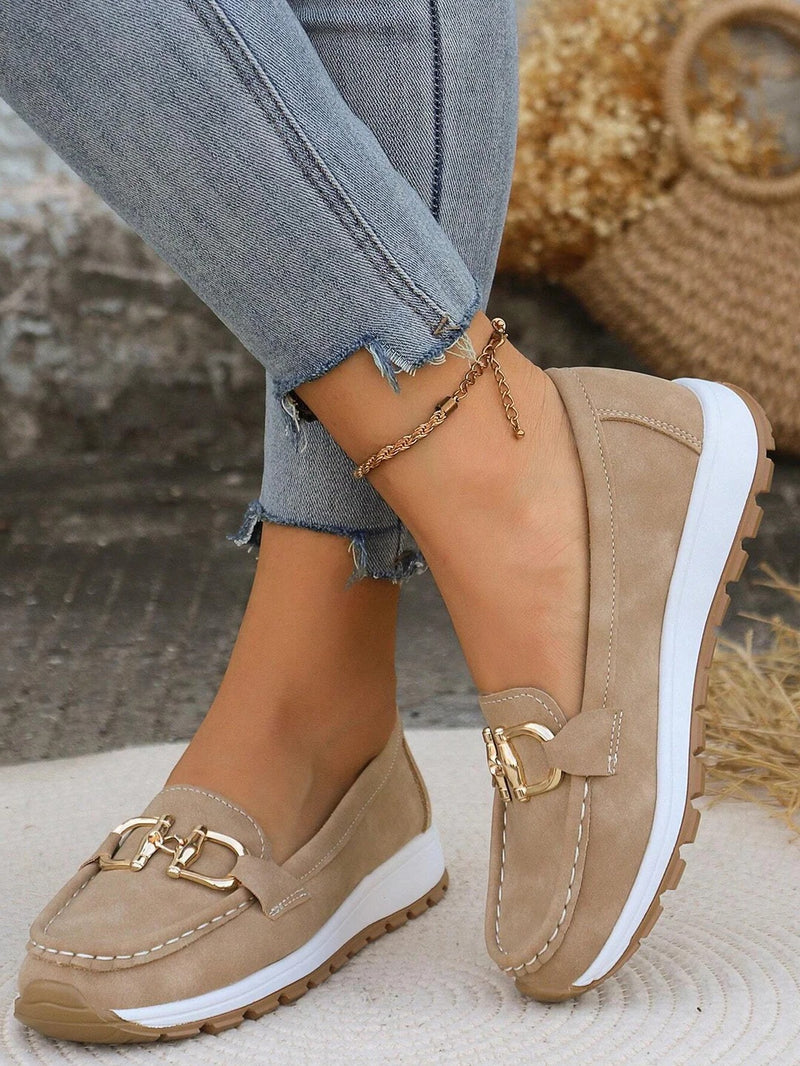 Women's Slip-On Loafers with Buckle Detail