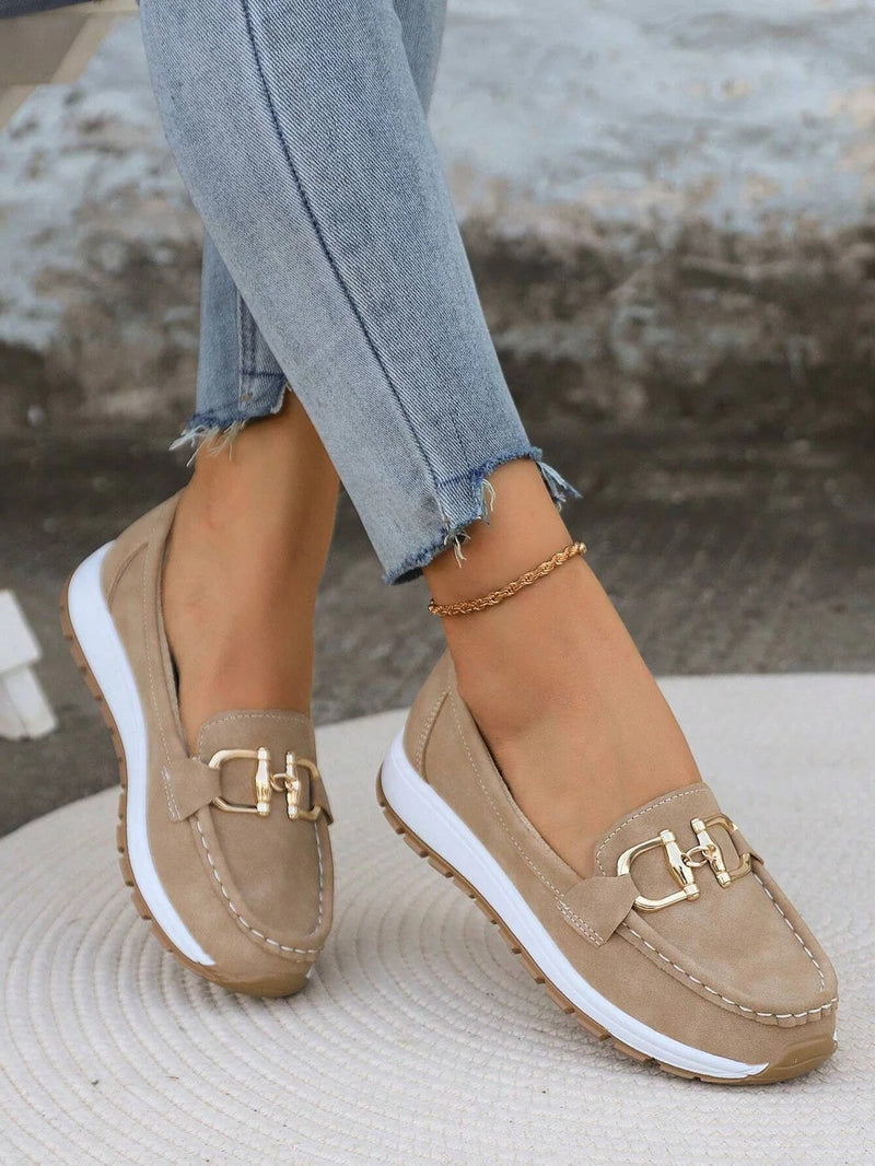 Women's Slip-On Loafers with Buckle Detail