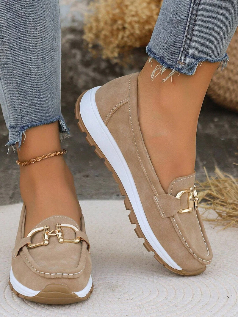 Women's Slip-On Loafers with Buckle Detail
