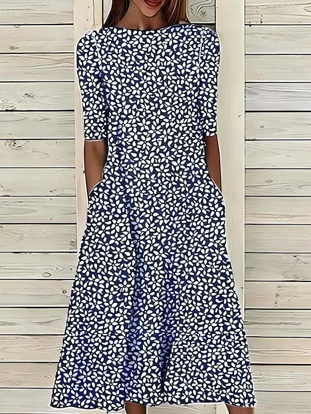 Floral A-Line Midi Dress