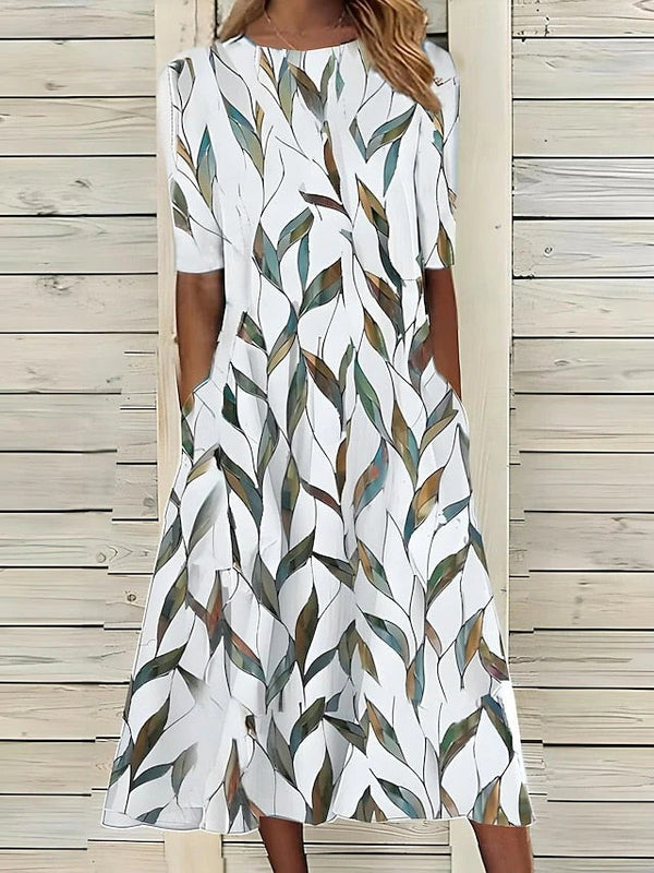Floral A-Line Midi Dress