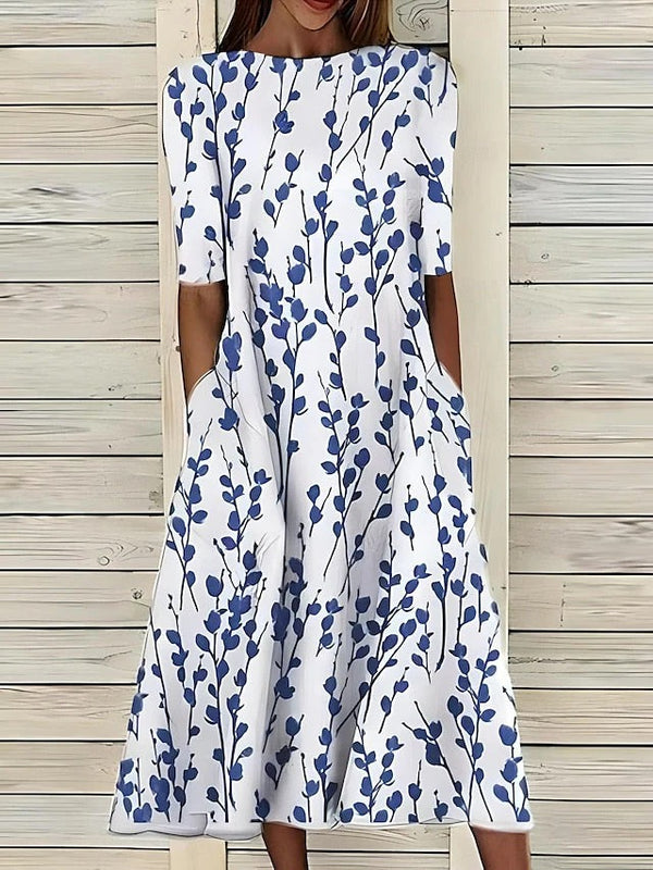 Floral A-Line Midi Dress