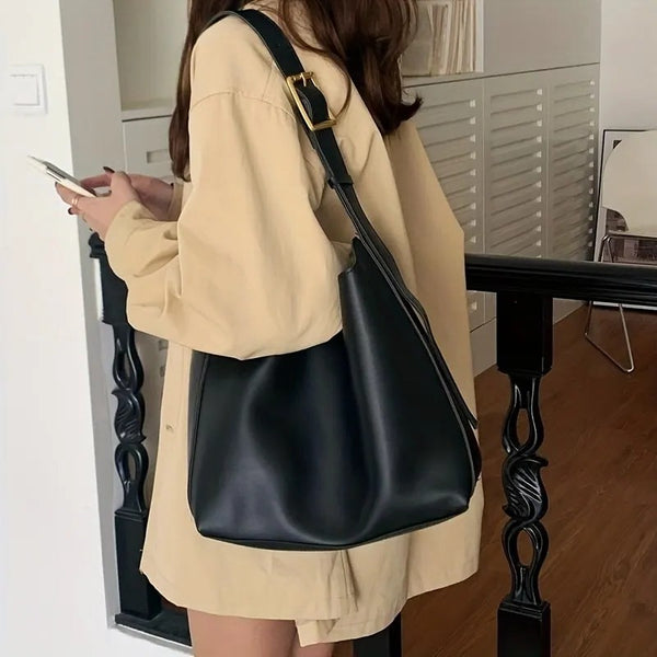 Structured Shoulder Bag with Wide Strap