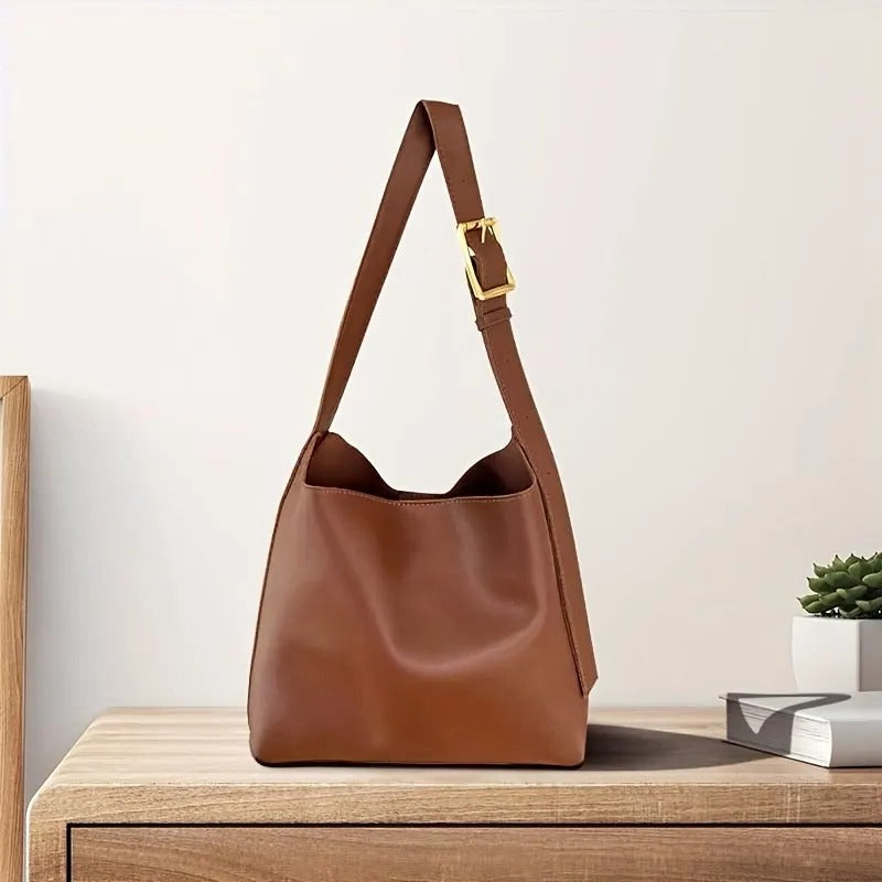 Structured Shoulder Bag with Wide Strap
