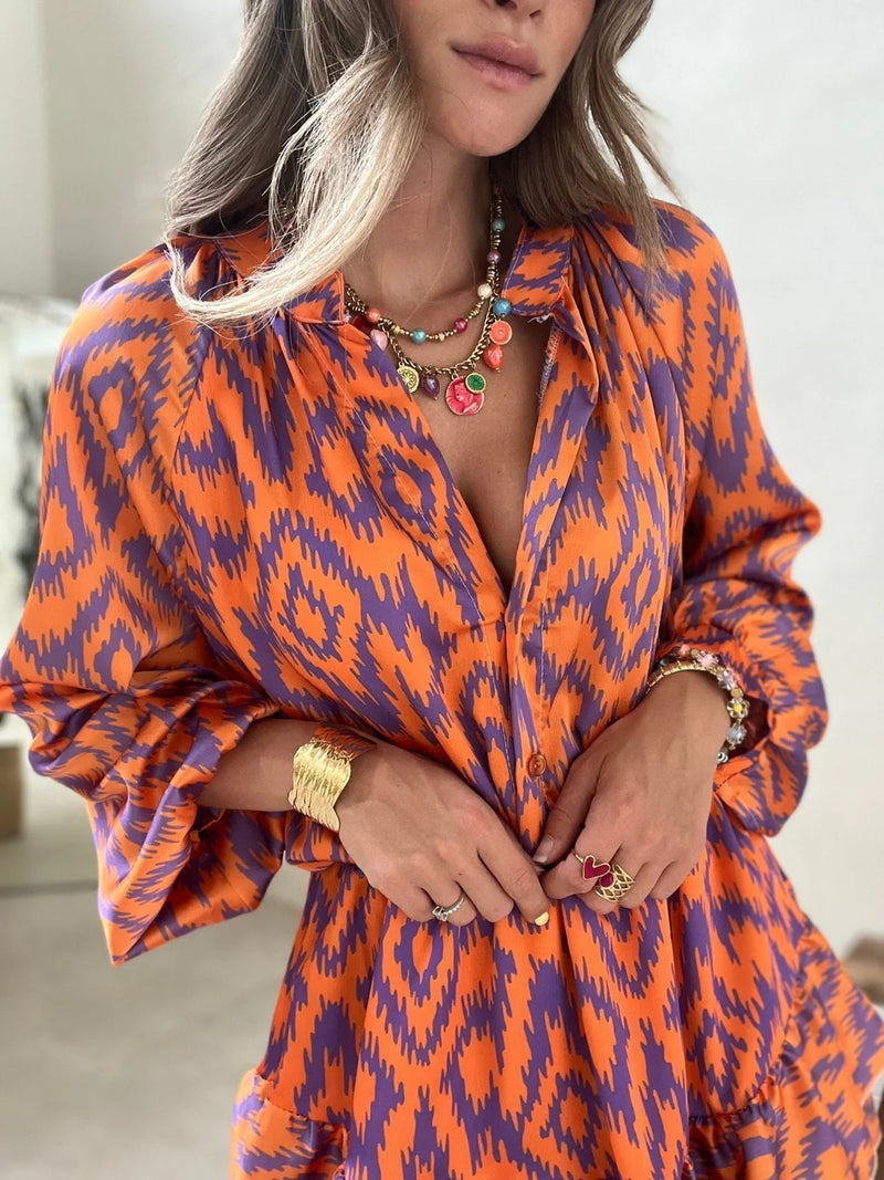 Long Sleeve Mini Dress with Ruffle Hem