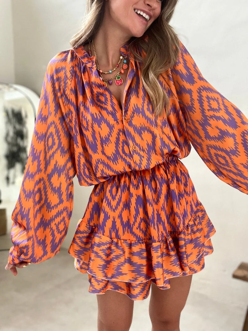 Long Sleeve Mini Dress with Ruffle Hem