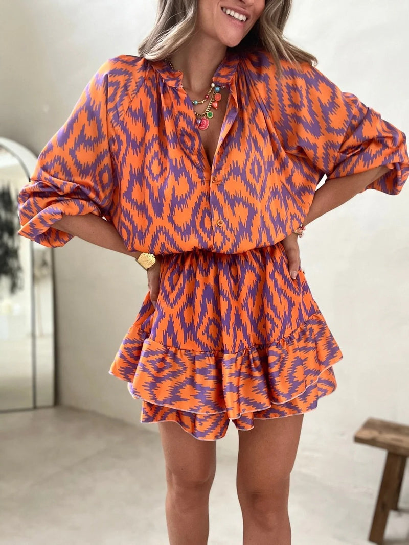 Long Sleeve Mini Dress with Ruffle Hem