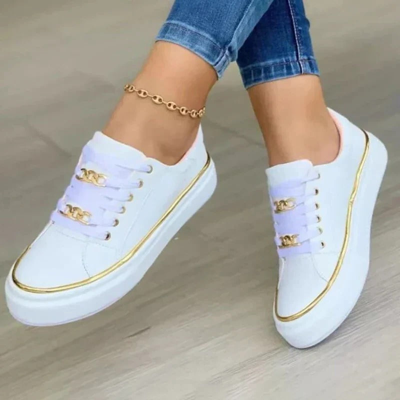 Low-Top Lace-Up Sneakers with Platform Sole