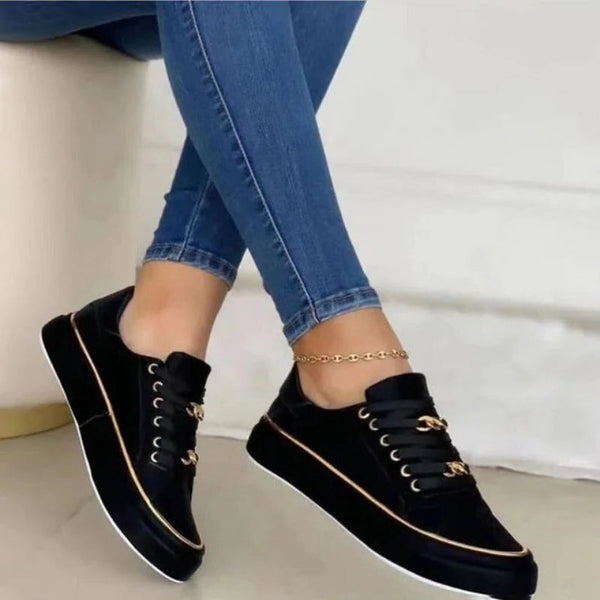 Low-Top Lace-Up Sneakers with Platform Sole