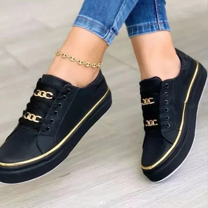 Low-Top Lace-Up Sneakers with Platform Sole