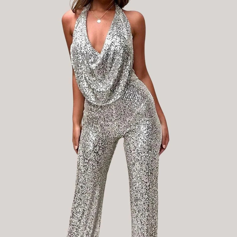 Sequin Halter Jumpsuit