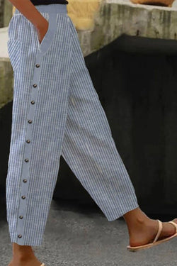 Stripe with Pockets Casual Loose Pants