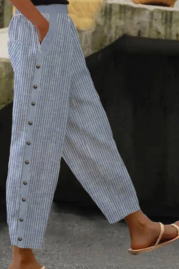 Stripe with Pockets Casual Loose Pants