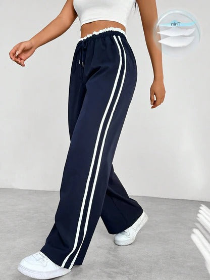 Wide-Leg Sporty Pants