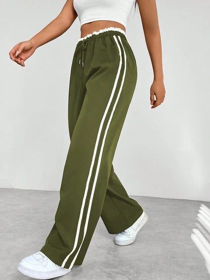 Wide-Leg Sporty Pants