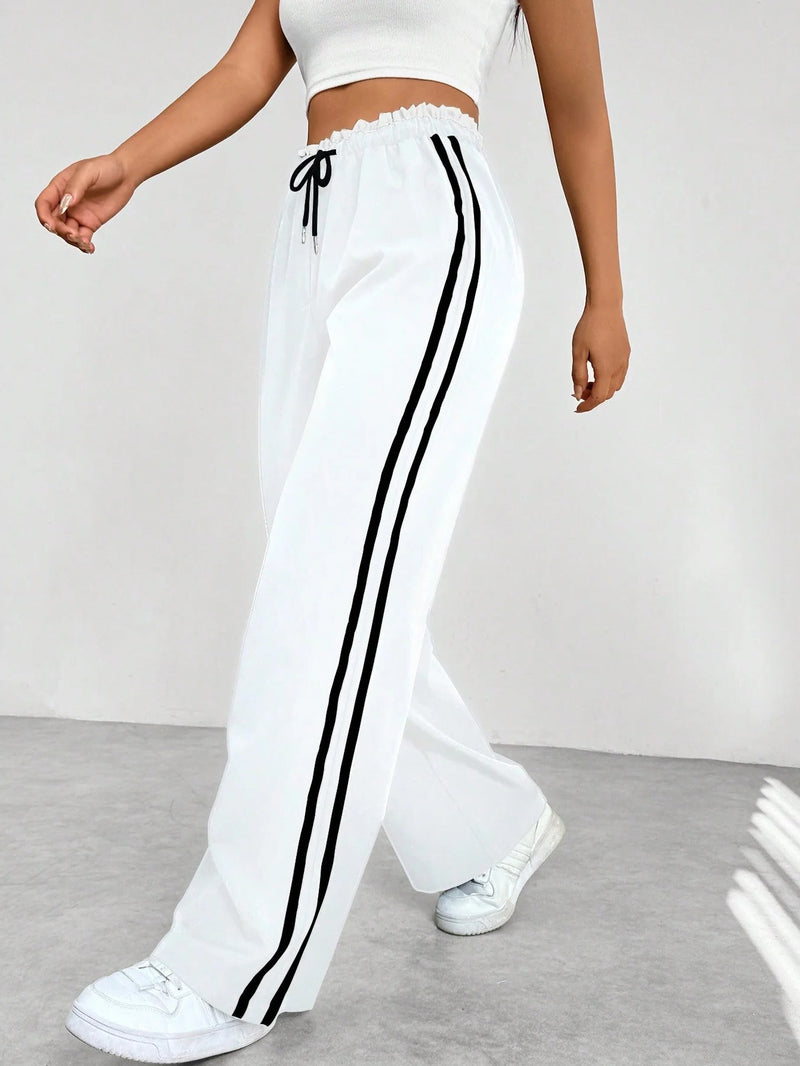 Wide-Leg Sporty Pants