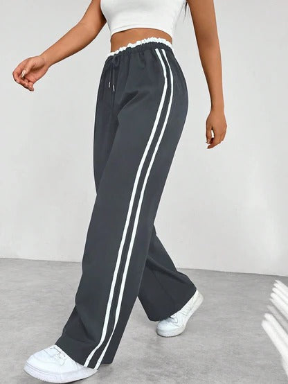 Wide-Leg Sporty Pants