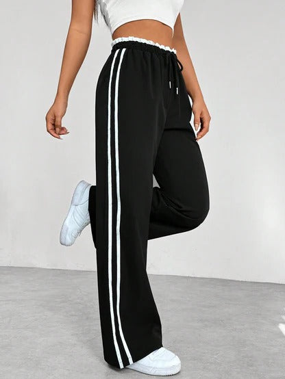 Wide-Leg Sporty Pants